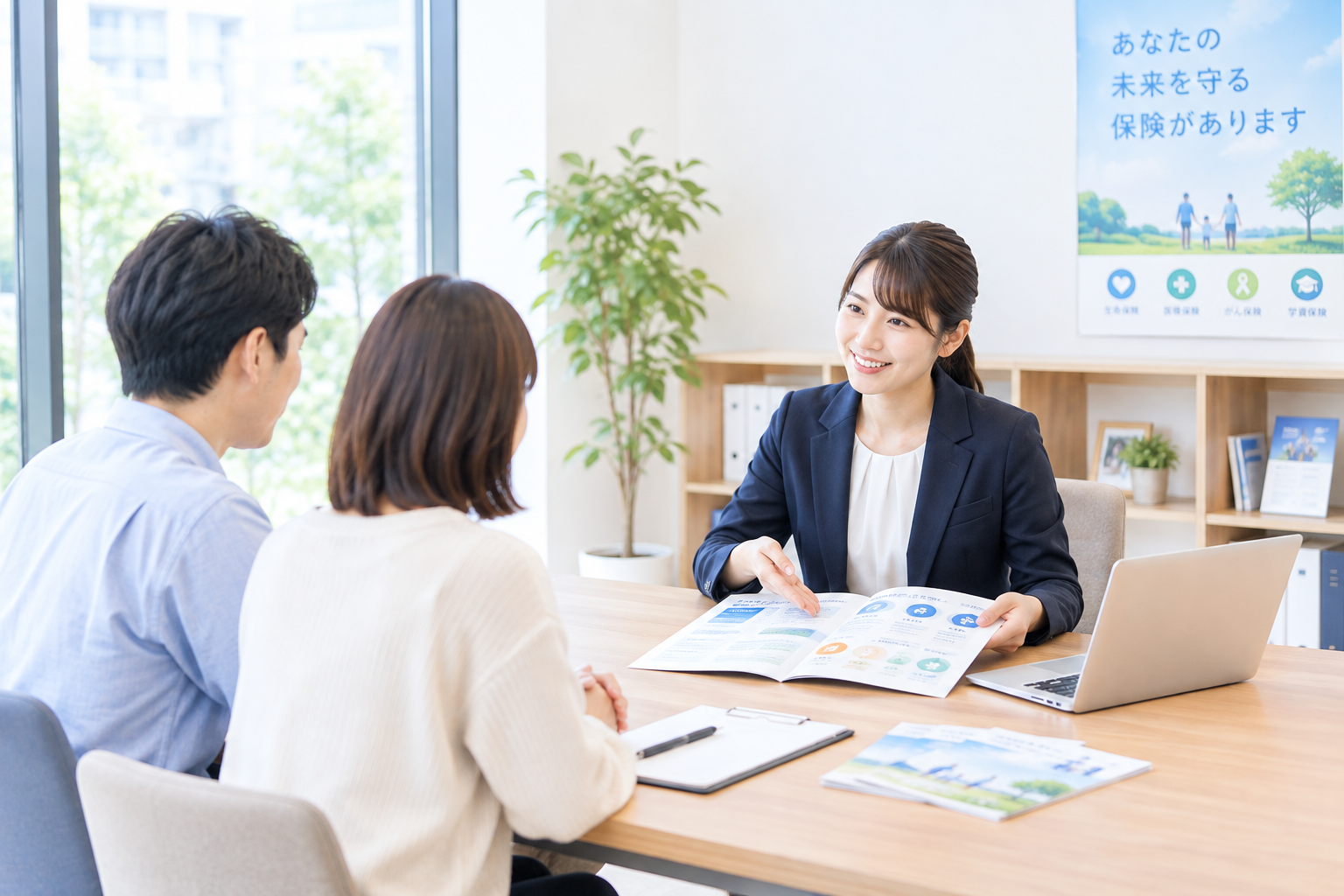 店舗でお客様に説明するスタッフ